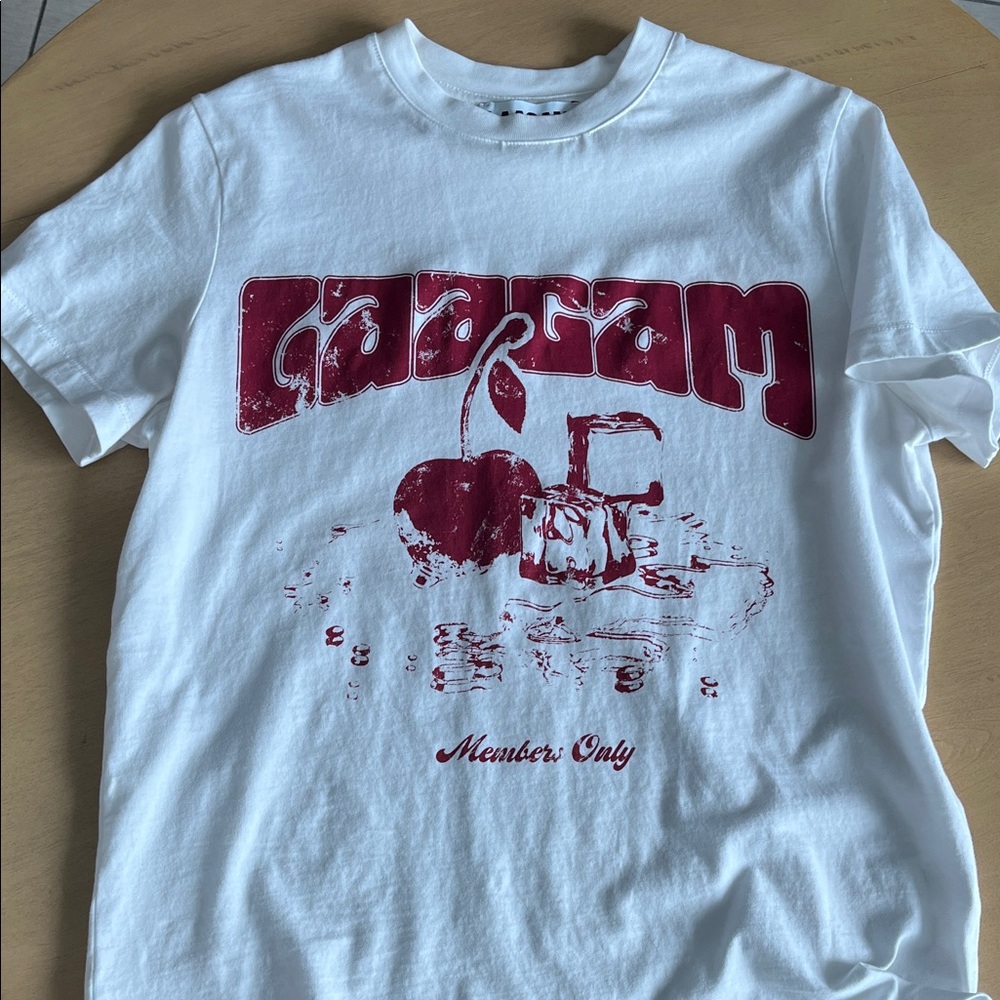 White Graphic Tee with Red Print